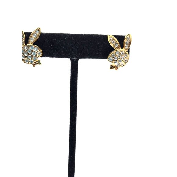 Vintage Playboy bunny earrings with CZ Not worn Nickle Free - Picture 5 of 8
